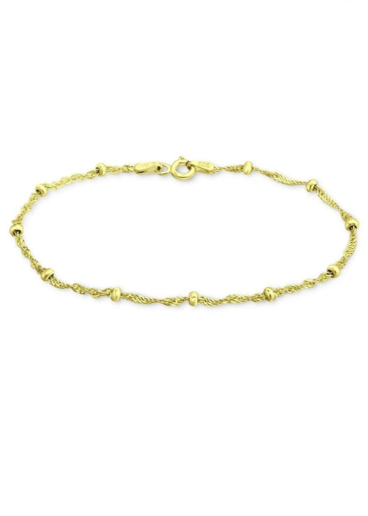 Julia Capri Beaded Italian Link Chain Bracelet in 18k Gold-Plated Sterling Silver.