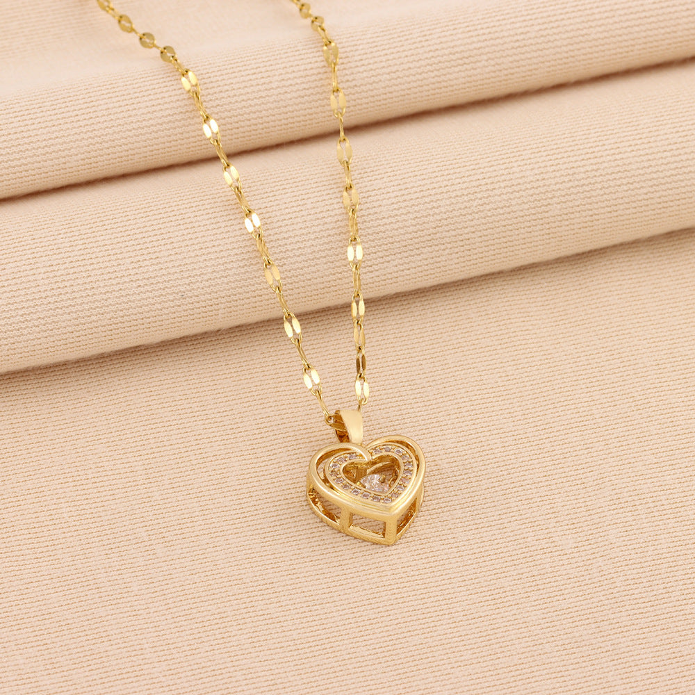 Fashionable Titanium Steel Heart-Shaped Necklace