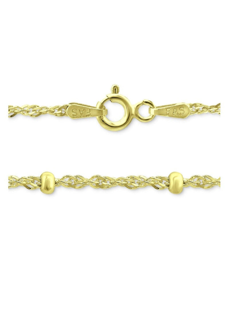 Julia Capri Beaded Italian Link Chain Bracelet in 18k Gold-Plated Sterling Silver.