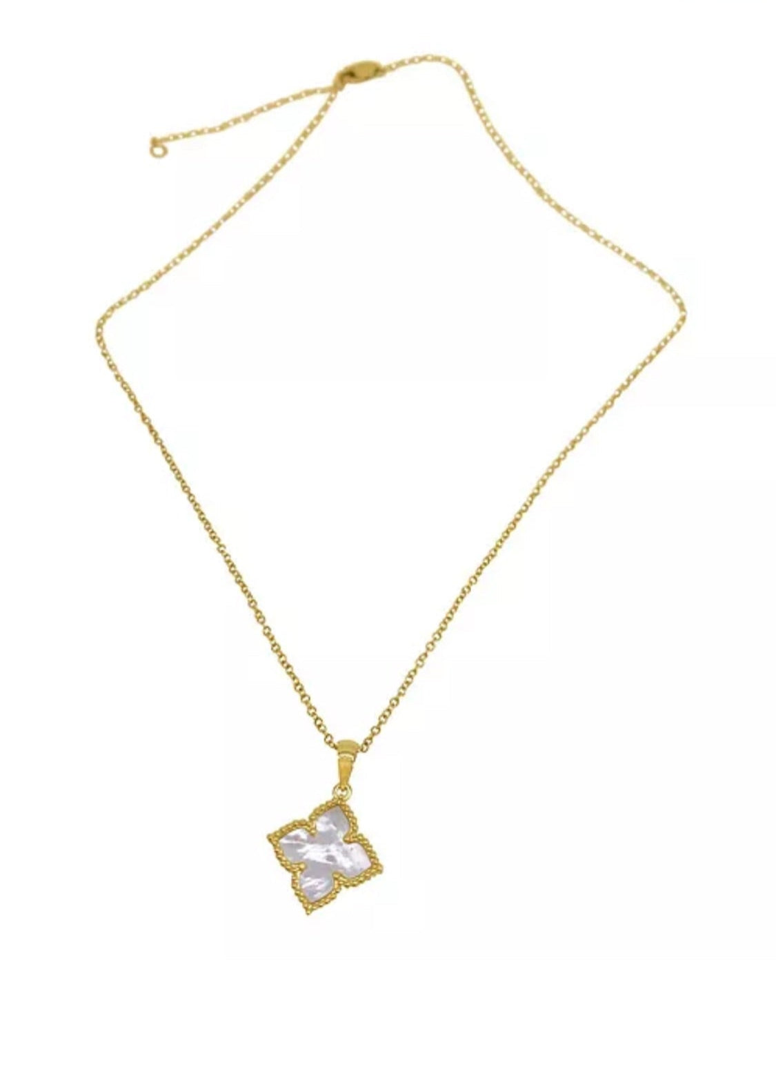 Julia Capri 16-18" Adjustable 14K Gold Plated Flower Imitation Mother of Pearl Necklace