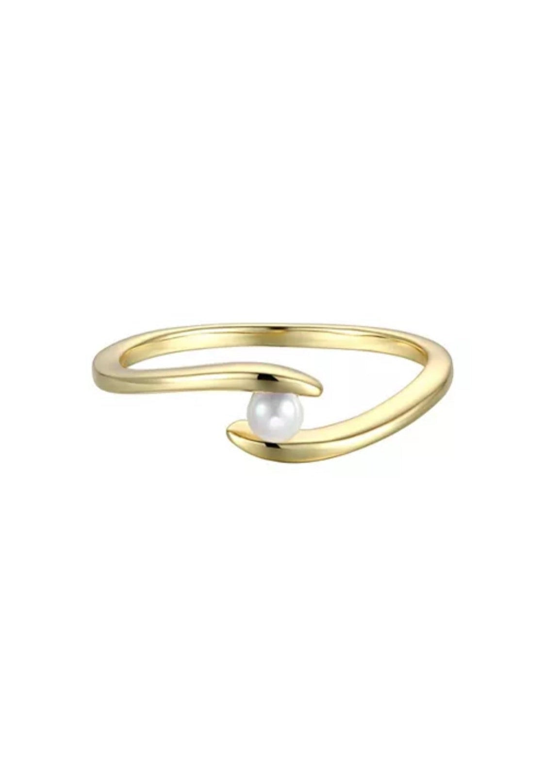 Julia Capri Sterling Silver 14k Gold Plated With White Freshwater Pearl Ocean Wave Stacking Ring