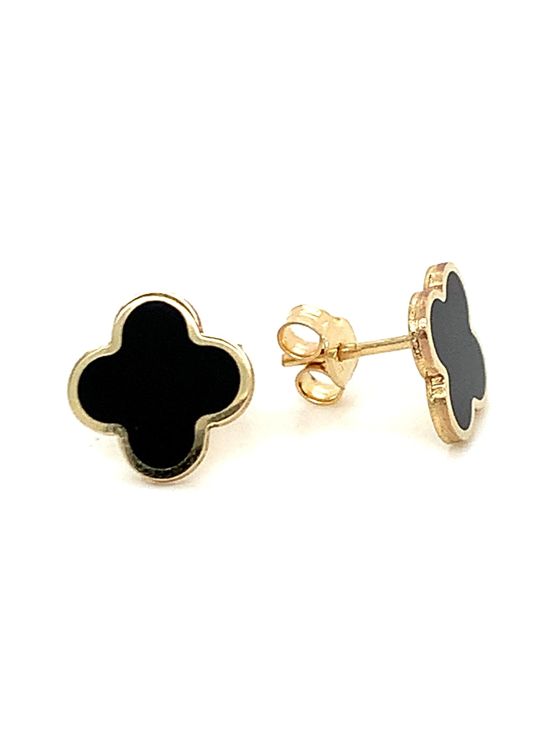 Julia Capri 18K gold-plated 3 pair black four-leaf clover stud earrings