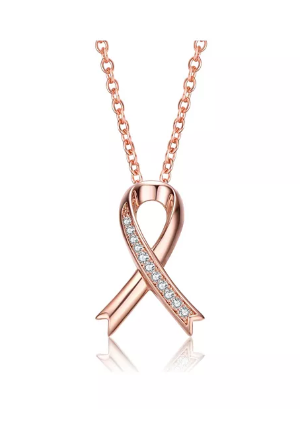 Julia Capri Sterling Silver 18K Rose Gold Plated with Clear Cubic Zirconia Loop Necklace