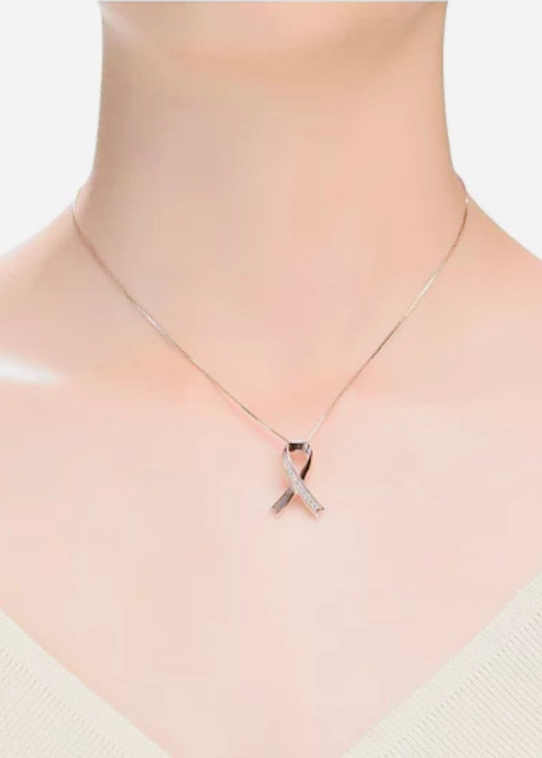 Julia Capri Sterling Silver 18K Rose Gold Plated with Clear Cubic Zirconia Loop Necklace