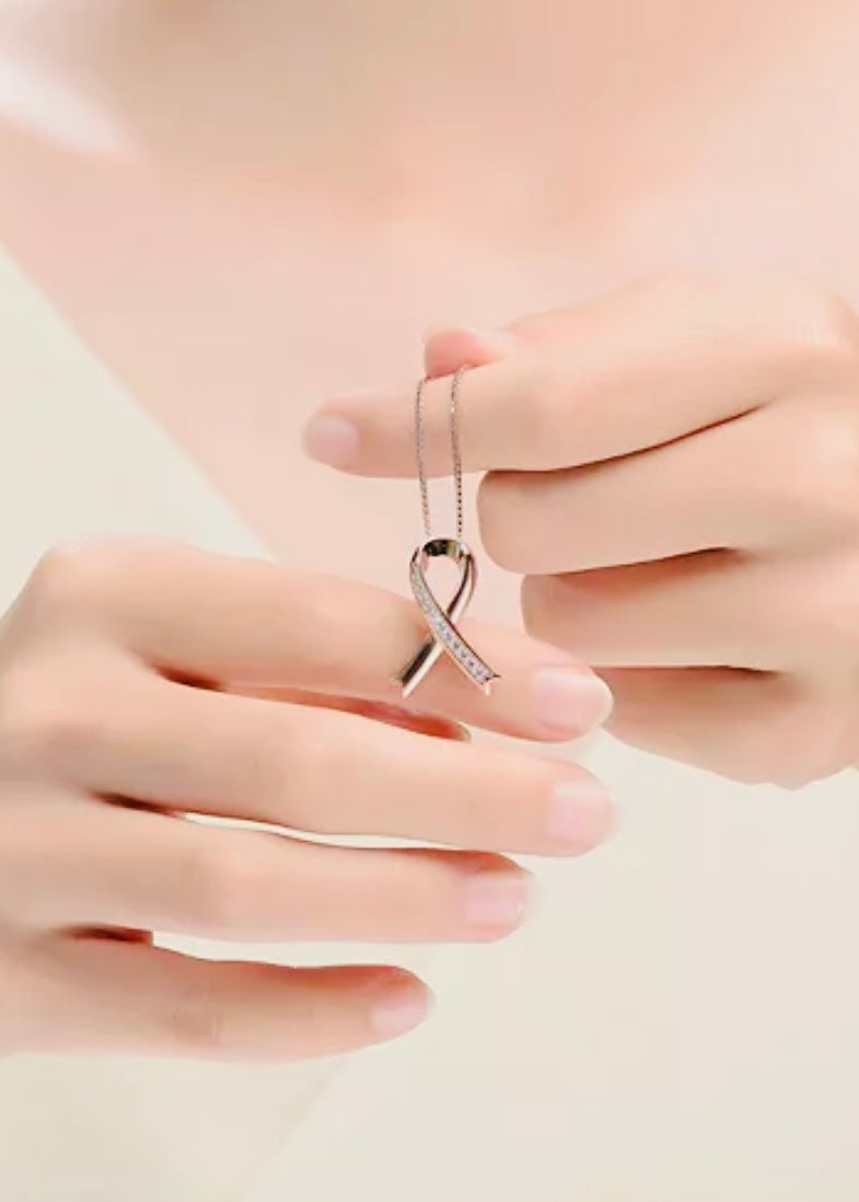 Julia Capri Sterling Silver 18K Rose Gold Plated with Clear Cubic Zirconia Loop Necklace