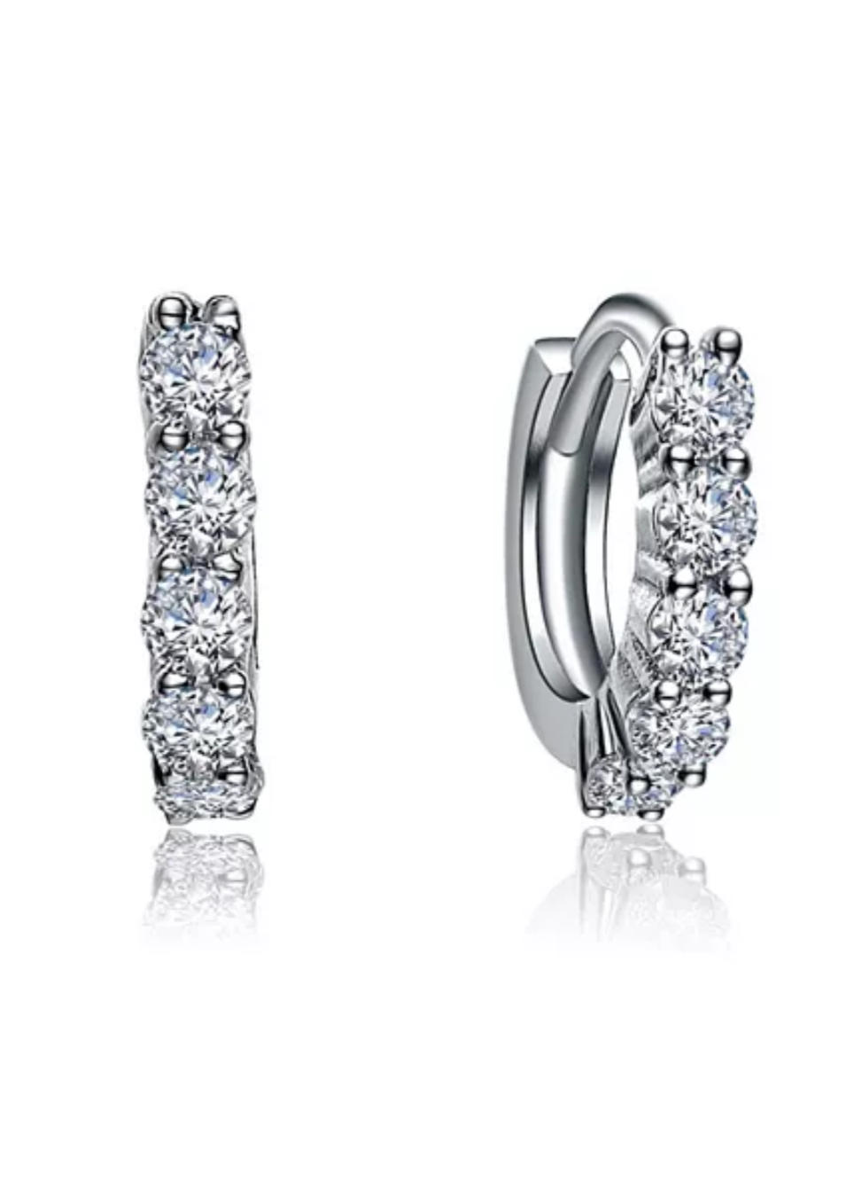 Julia Capri Elegant Extra Mini Huggie Hoop Earrings with White Gold-Plated Cubic Zirconia