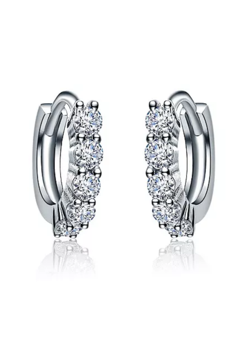 Julia Capri Elegant Extra Mini Huggie Hoop Earrings with White Gold-Plated Cubic Zirconia