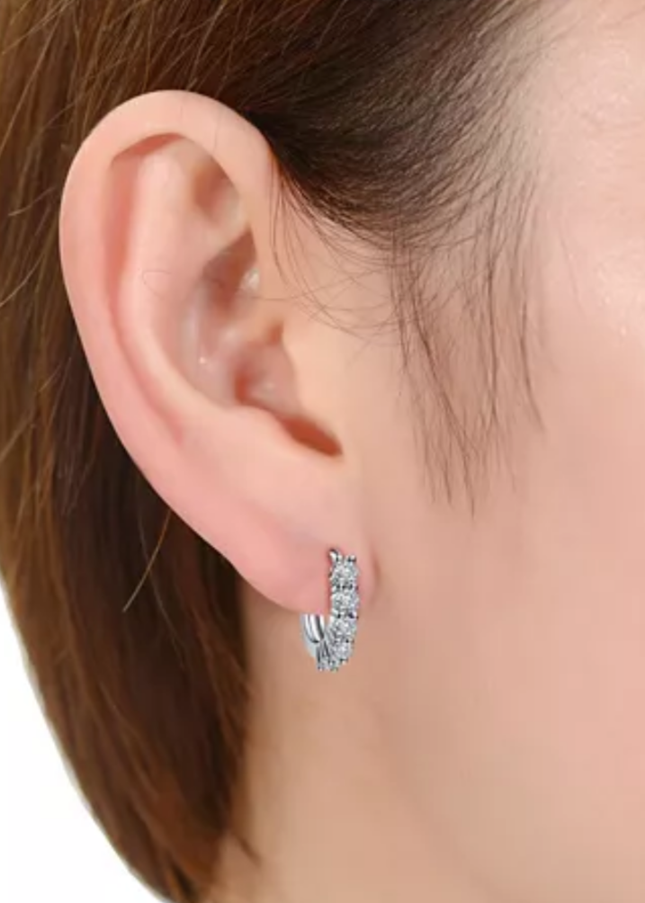 Julia Capri Elegant Extra Mini Huggie Hoop Earrings with White Gold-Plated Cubic Zirconia