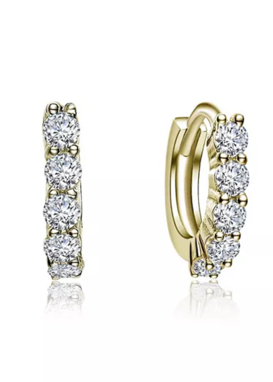Julia Capri Elegant Extra Mini Huggie Hoop Earrings with Yellow Gold-Plated Cubic Zirconia