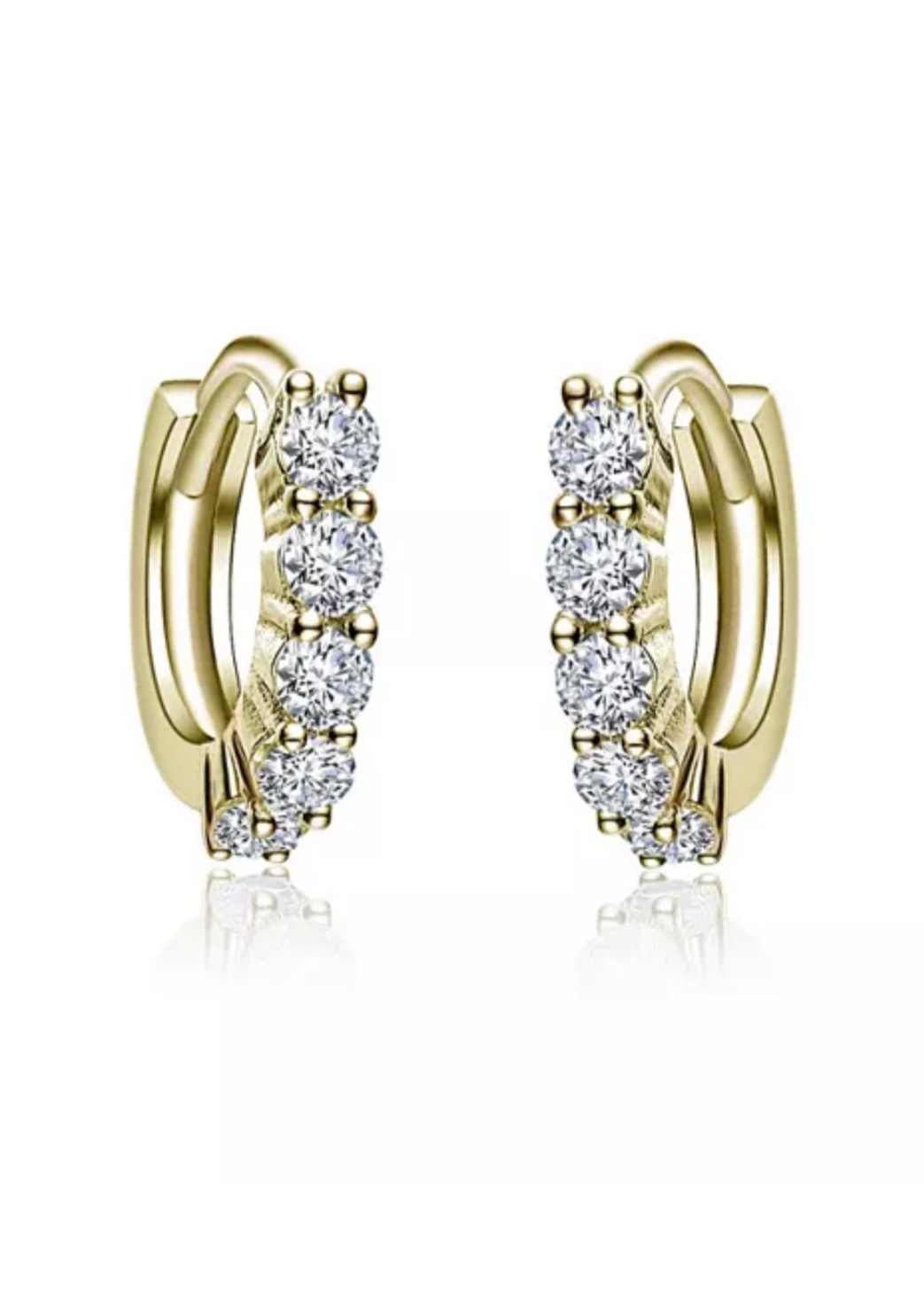Julia Capri Elegant Extra Mini Huggie Hoop Earrings with Yellow Gold-Plated Cubic Zirconia