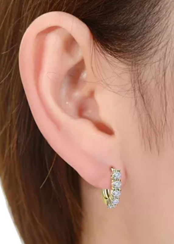 Julia Capri Elegant Extra Mini Huggie Hoop Earrings with Yellow Gold-Plated Cubic Zirconia