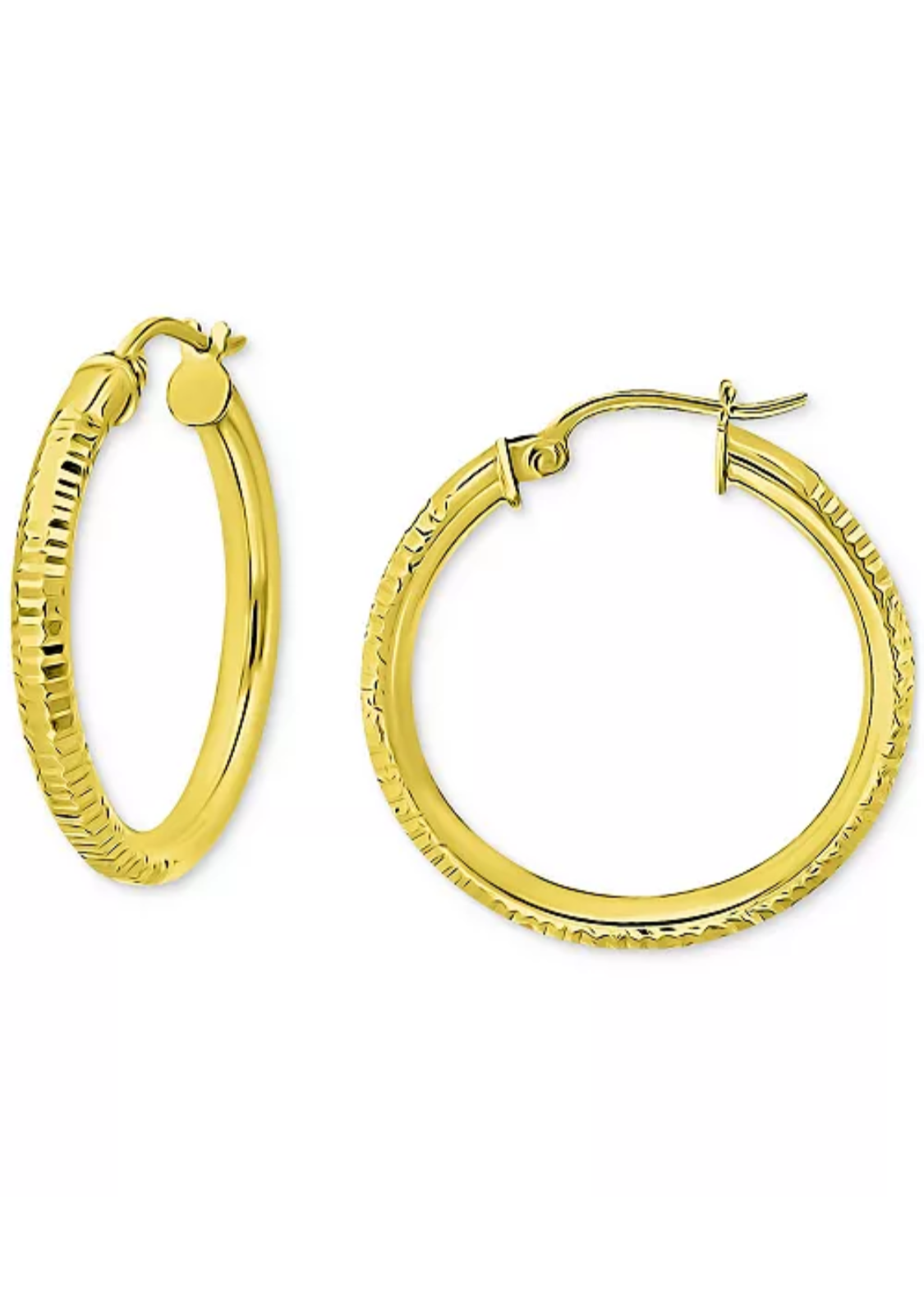 Julia Capri Ridged Tube Small Hoop Earrings in 18k Gold-Plated Sterling Silver