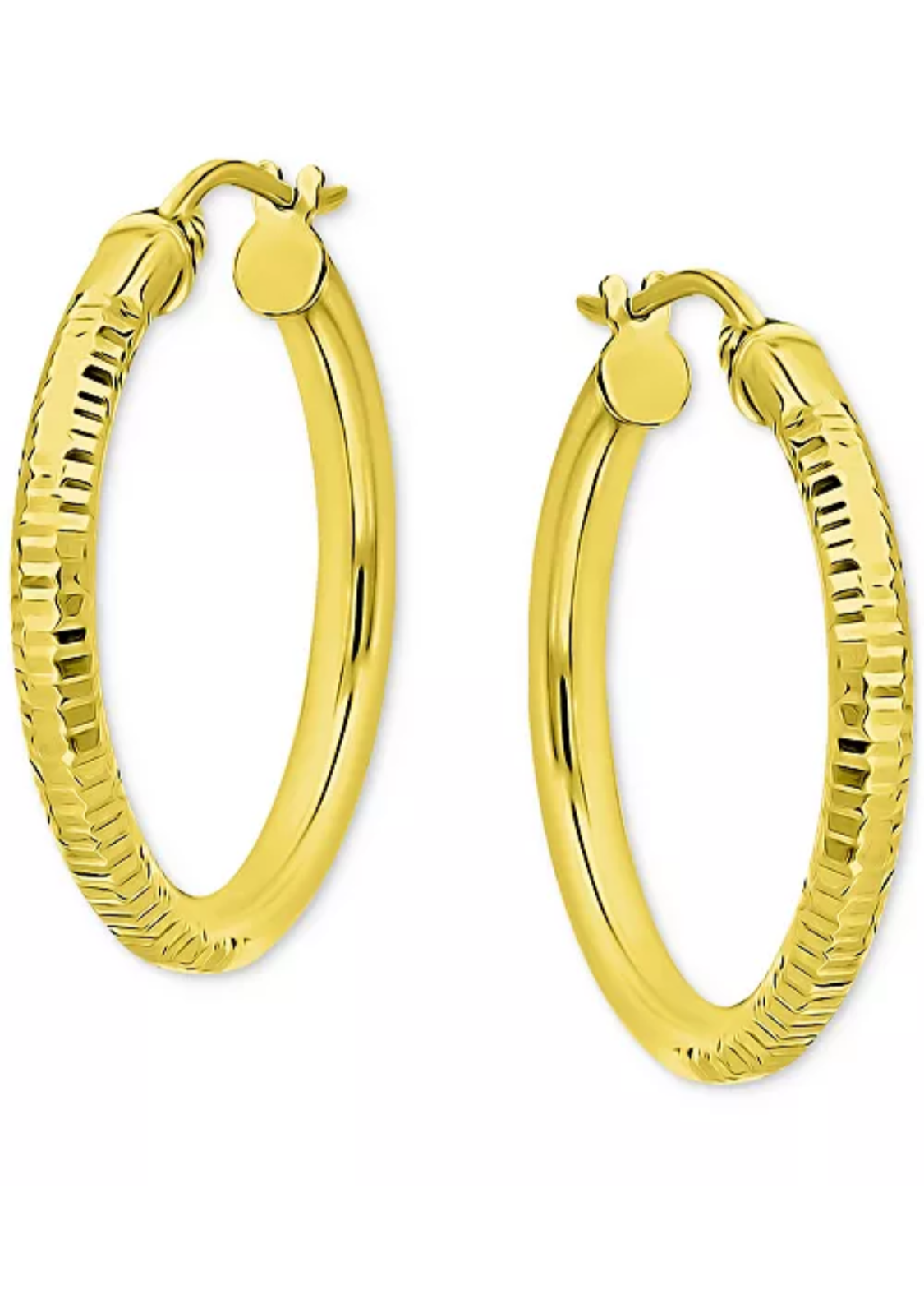 Julia Capri Ridged Tube Small Hoop Earrings in 18k Gold-Plated Sterling Silver