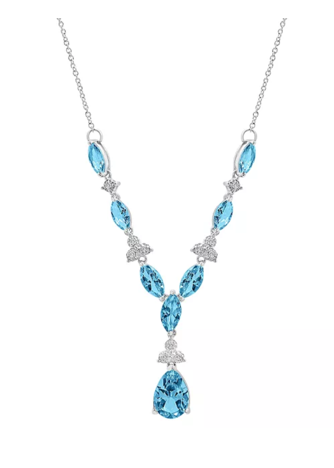 Julia Capri Blue Topaz (8 ct. t.w.) & Diamond (1/10 ct. t.w.) 17" Lariat Necklace in Sterling Silver