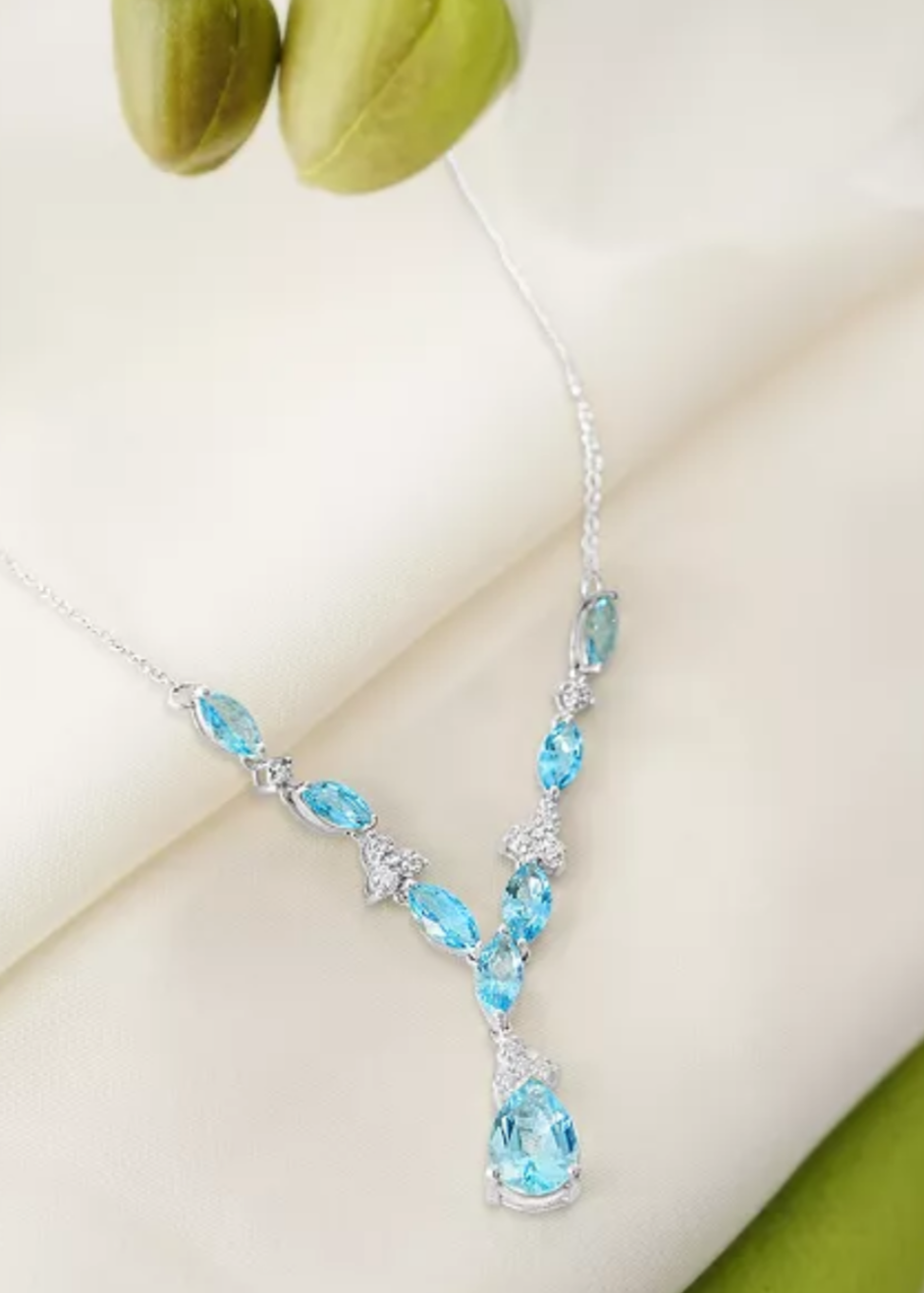 Julia Capri Blue Topaz (8 ct. t.w.) & Diamond (1/10 ct. t.w.) 17" Lariat Necklace in Sterling Silver