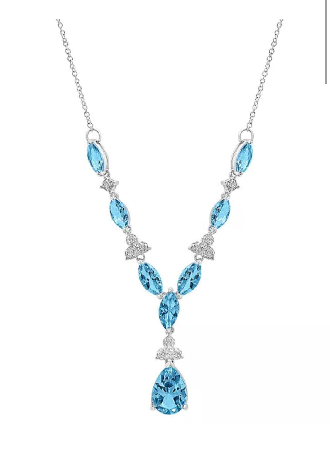 Julia Capri Blue Topaz (8 ct. t.w.) & Diamond (1/10 ct. t.w.) 17" Lariat Necklace in Sterling Silver