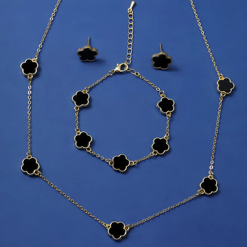 Lucky Five-petal Flower Five-leaf Clover Bracelet Earrings Necklace