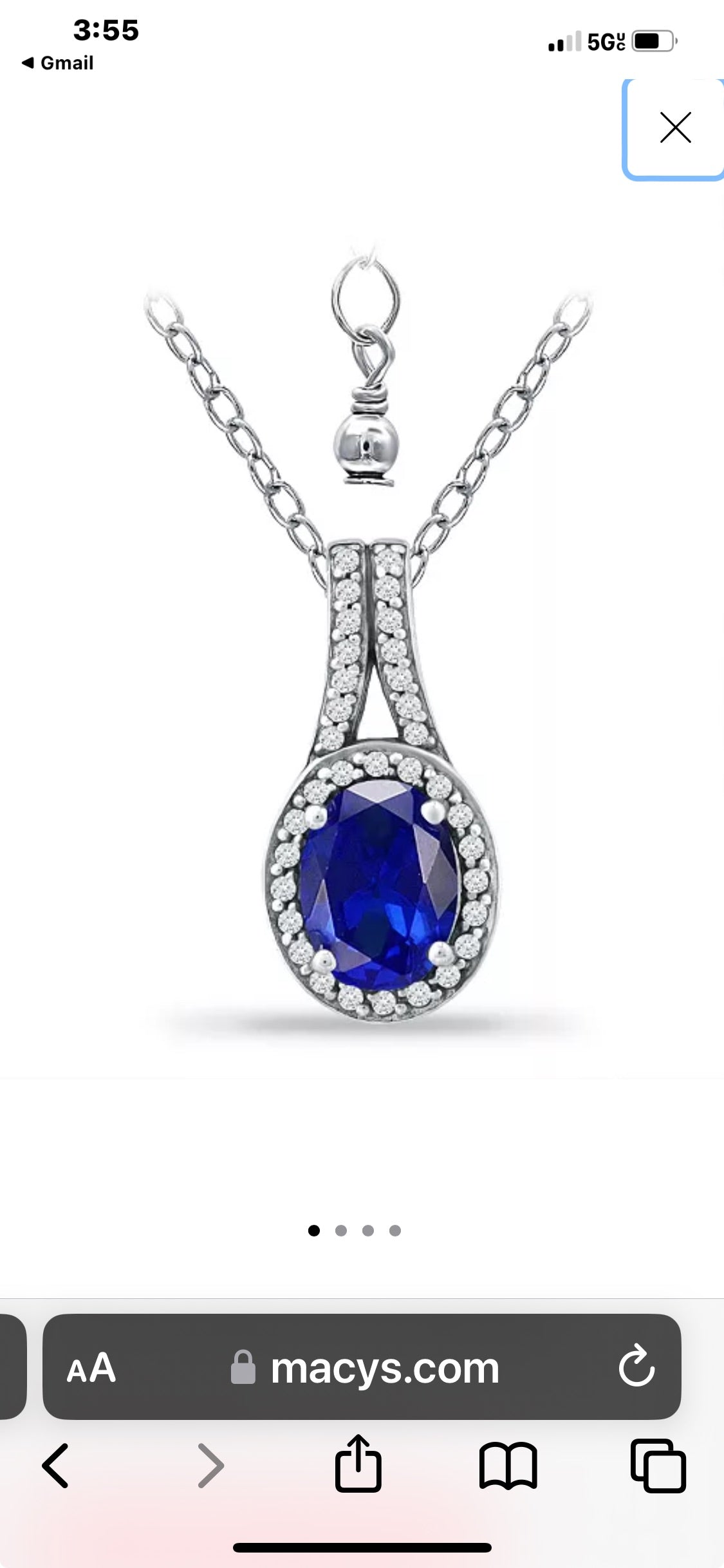 Julia Capri Simulated Blue Sapphire and Cubic Zirconia Halo Pendant