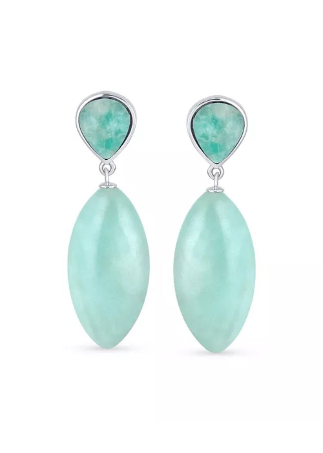 Julia Capri Geometric Rhombus Teardrop Dangling Earrings Gold Plated