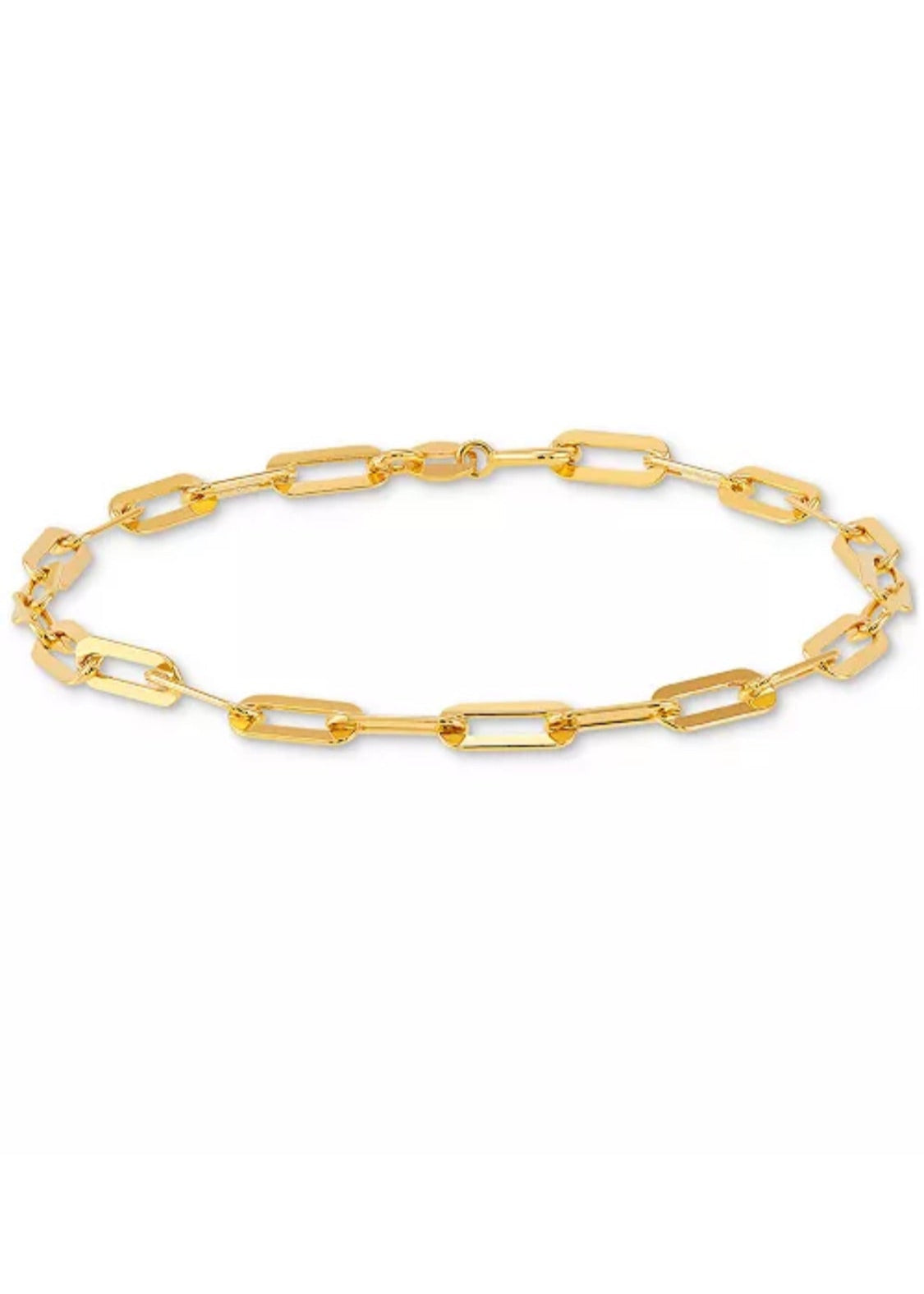 Julia Capri Polished Paperclip Bracelet in 18K Gold over Silver or Sterling Silver