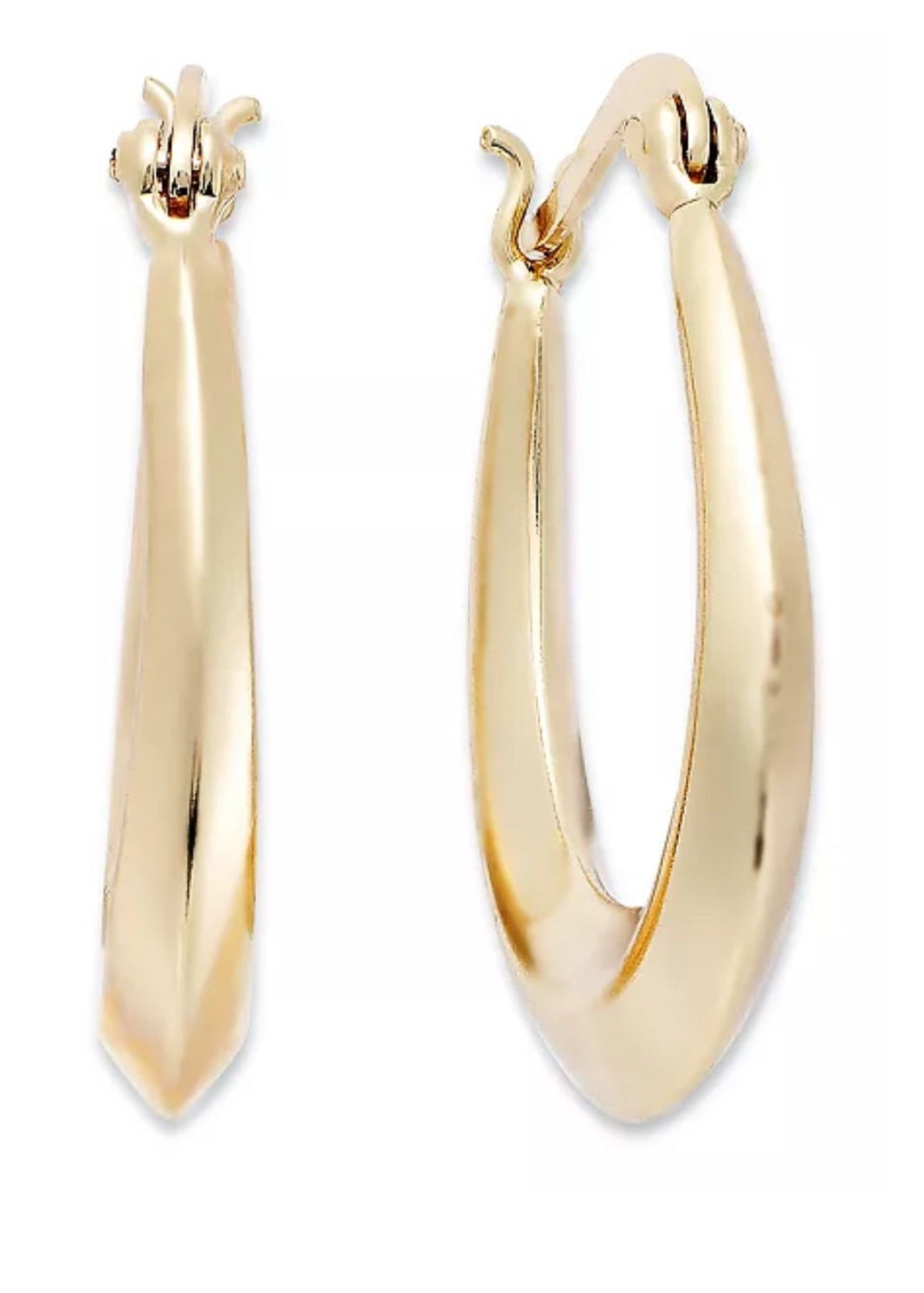 Julia Capri Small 18k Gold over Sterling Silver Tapered Hoop Earrings, 1"
