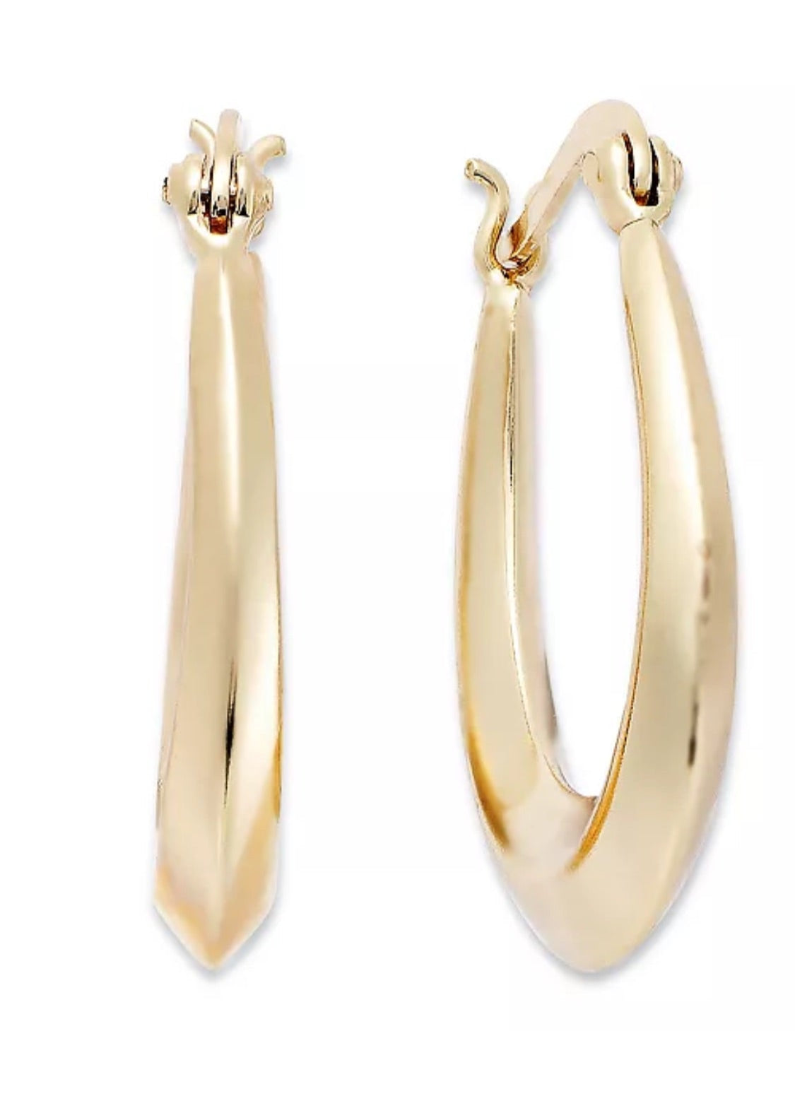 Julia Capri Small 18k Gold over Sterling Silver Tapered Hoop Earrings, 1"