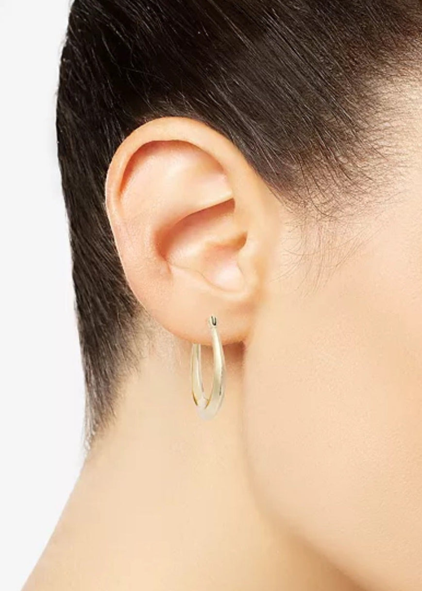 Julia Capri Small 18k Gold over Sterling Silver Tapered Hoop Earrings, 1"