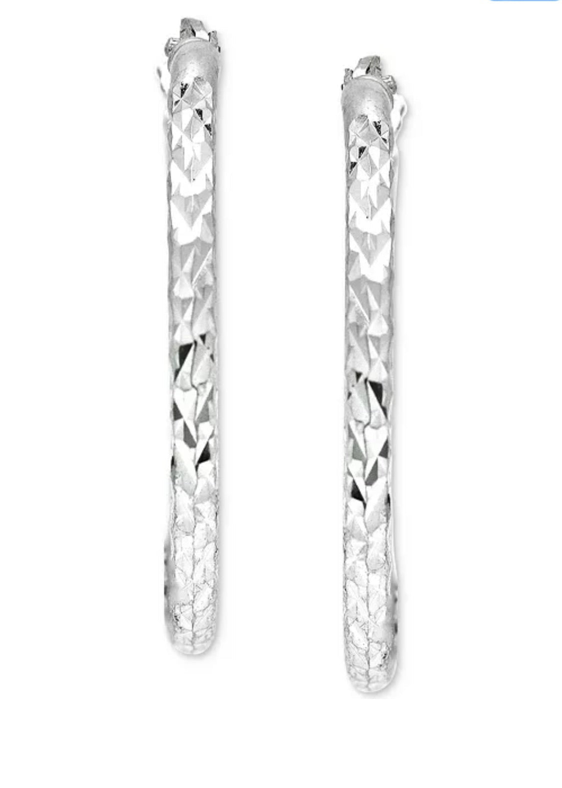 Julia Capri Small Hoop Earrings in 18k White Gold Plated, Sterling Silver, 1"