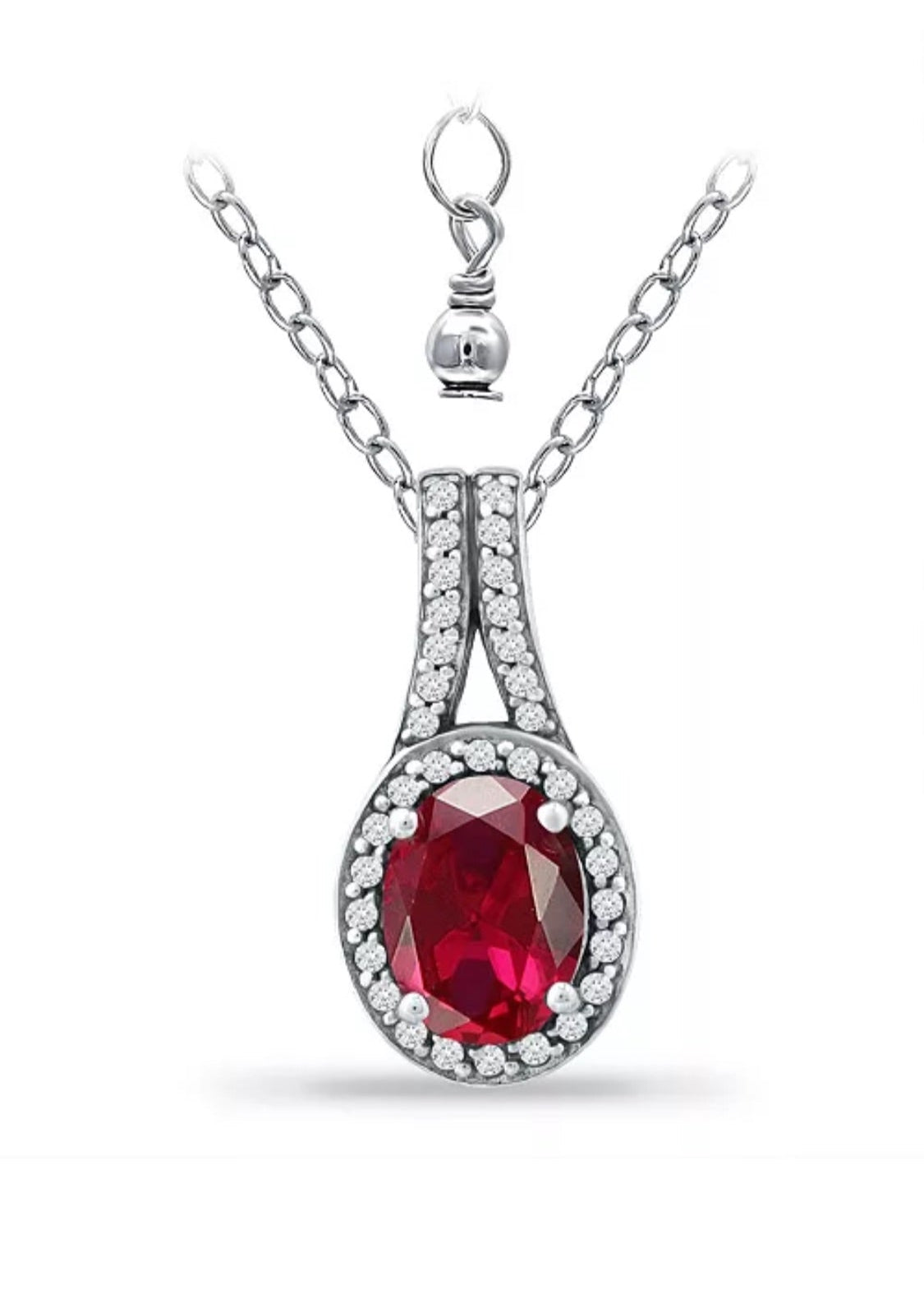 Julia Capri Created Ruby and Cubic Zirconia Halo Pendant