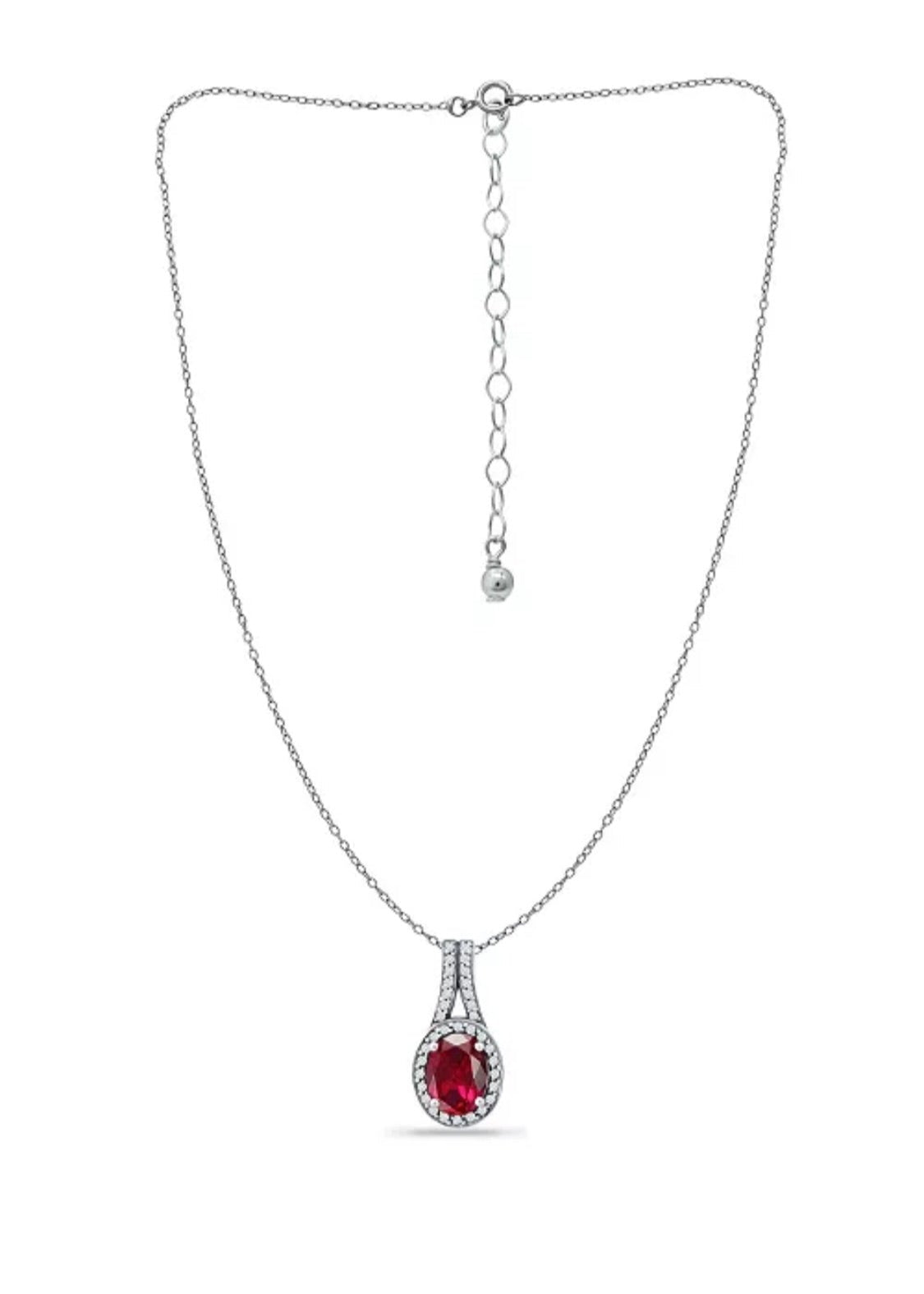 Julia Capri Created Ruby and Cubic Zirconia Halo Pendant