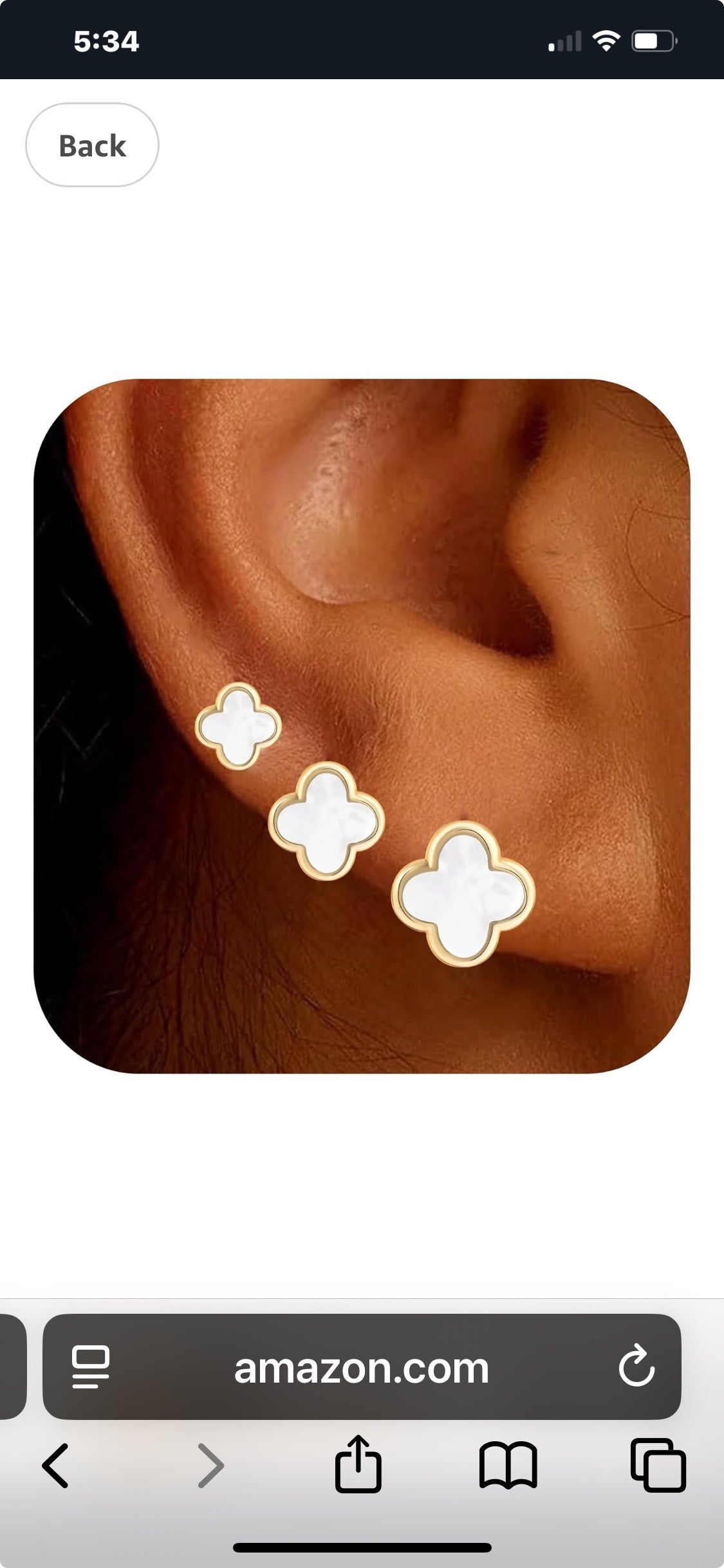 Julia Capri 18K gold-plated 3 pair white four-leaf clover stud earrings