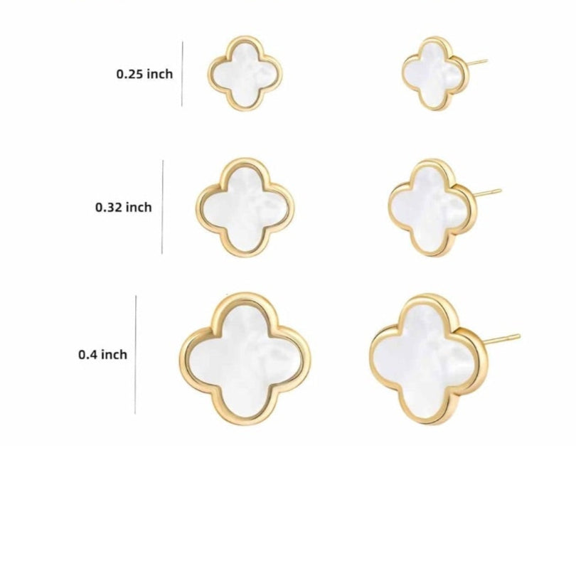 Julia Capri 18K gold-plated 3 pair white four-leaf clover stud earrings