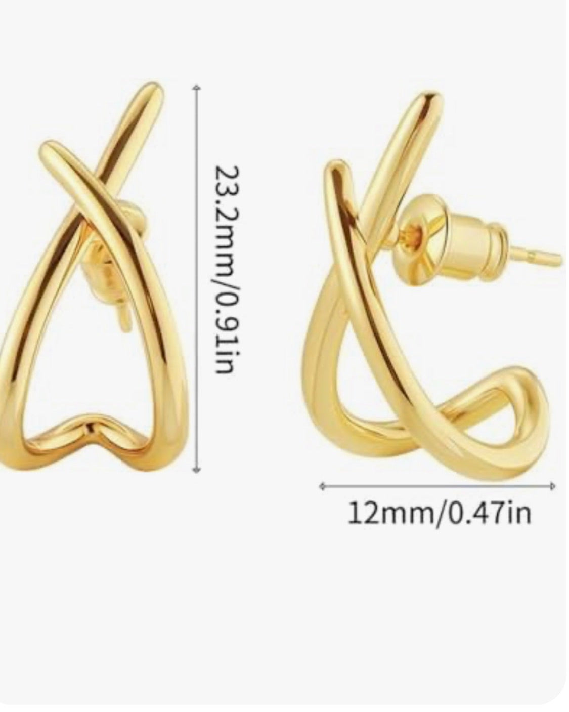 Julia Capri Stylish Lightweight Crosses Studs Earrings Sturdy Gold Plating