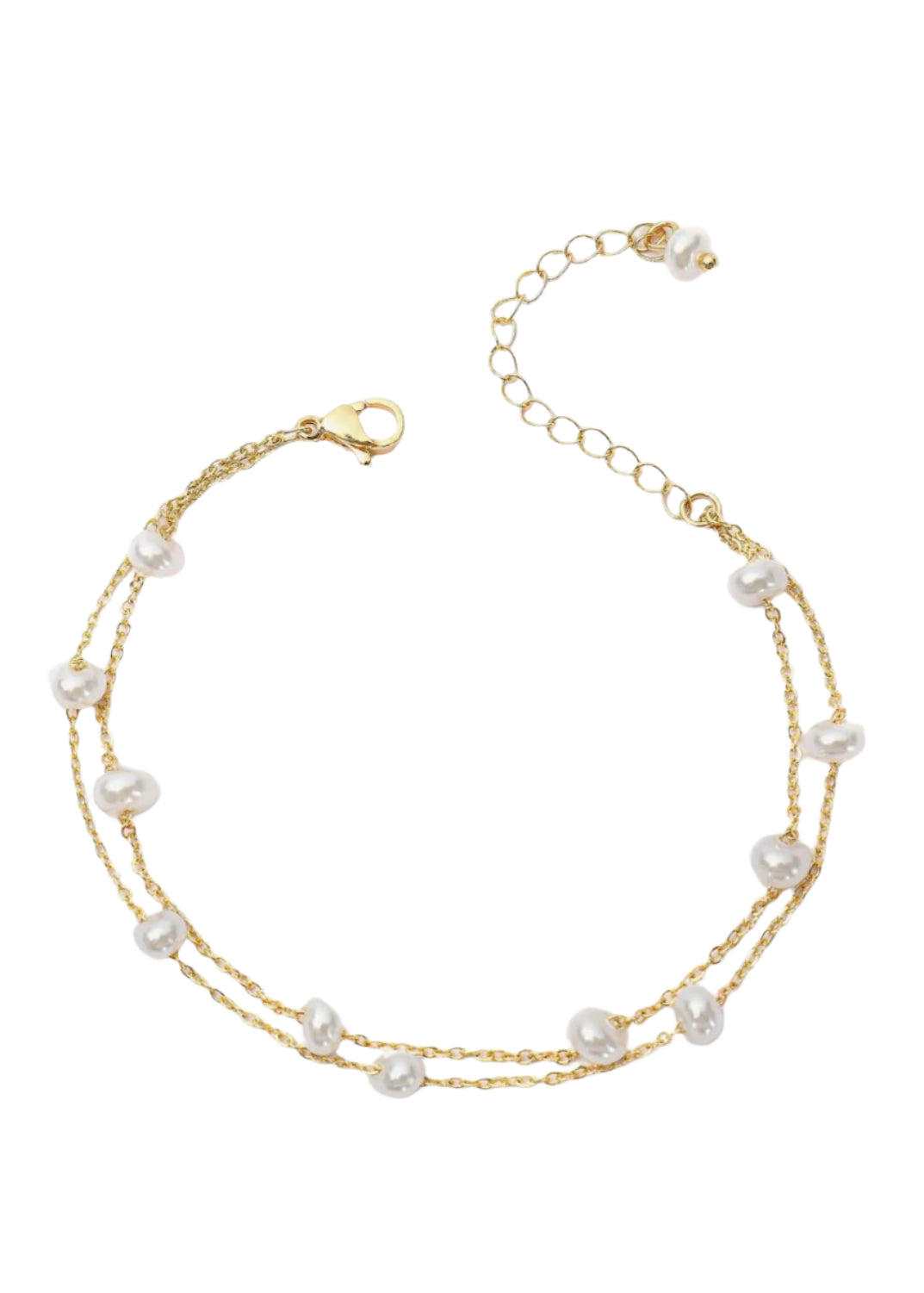 Julia Capri Gold Pearl Bracelet Dainty 14K Gold Plated