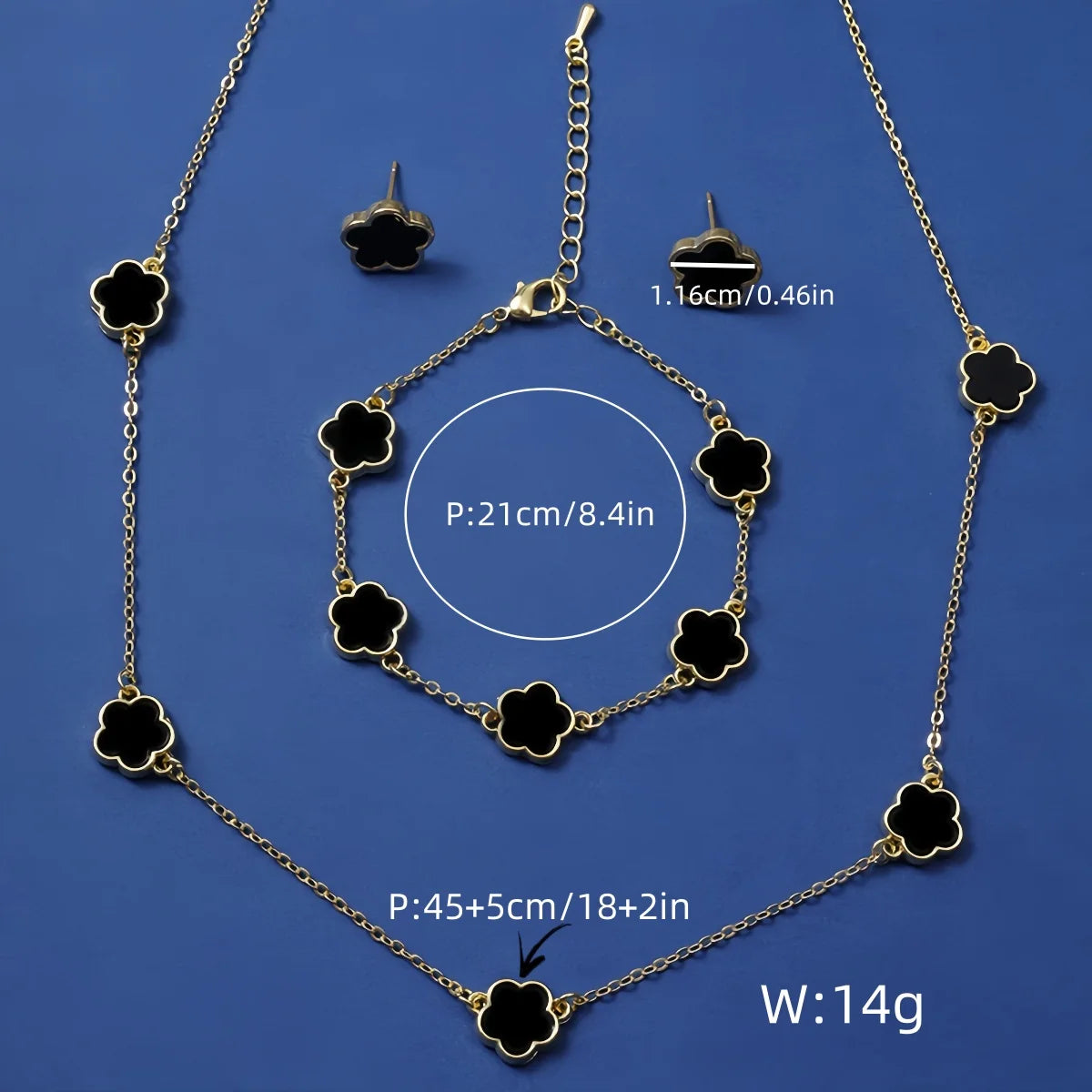 Lucky Five-petal Flower Five-leaf Clover Bracelet Earrings Necklace
