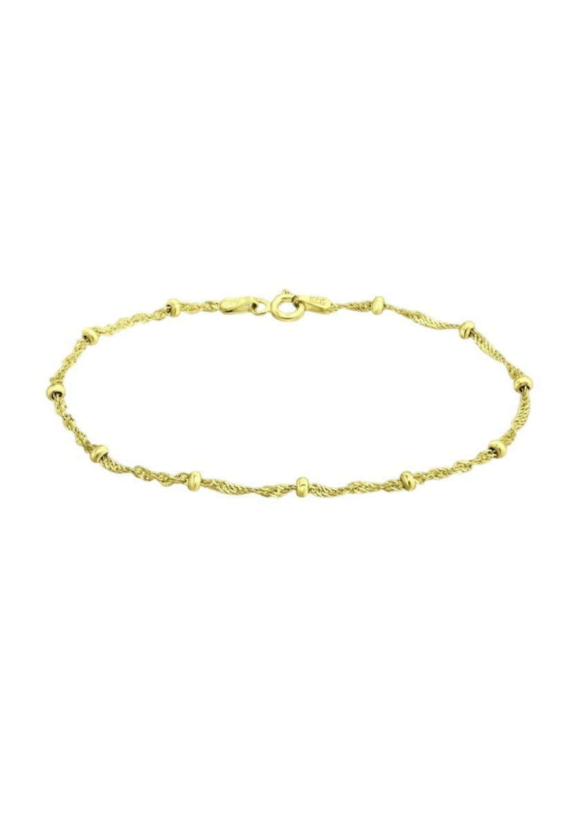 Julia Capri Beaded Italian Link Chain Bracelet in 18k Gold-Plated Sterling Silver.