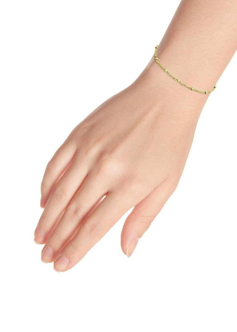 Julia Capri Beaded Italian Link Chain Bracelet in 18k Gold-Plated Sterling Silver.