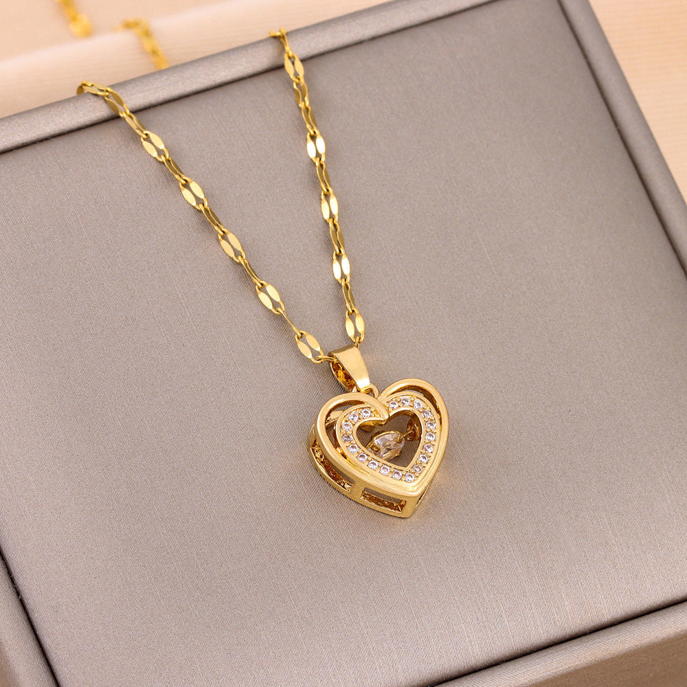 Fashionable Titanium Steel Heart-Shaped Necklace