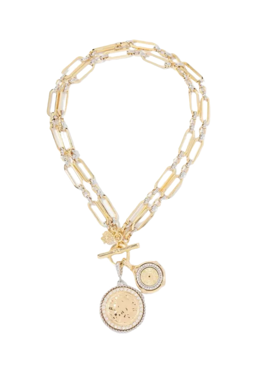Julia Capri Coin pendant Necklace 18K Gold Plated