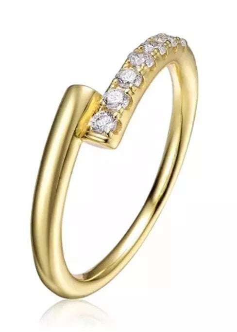 Julia Capri 14k Yellow Gold Plated Ring With Cubic Zirconia In Sterling Silver