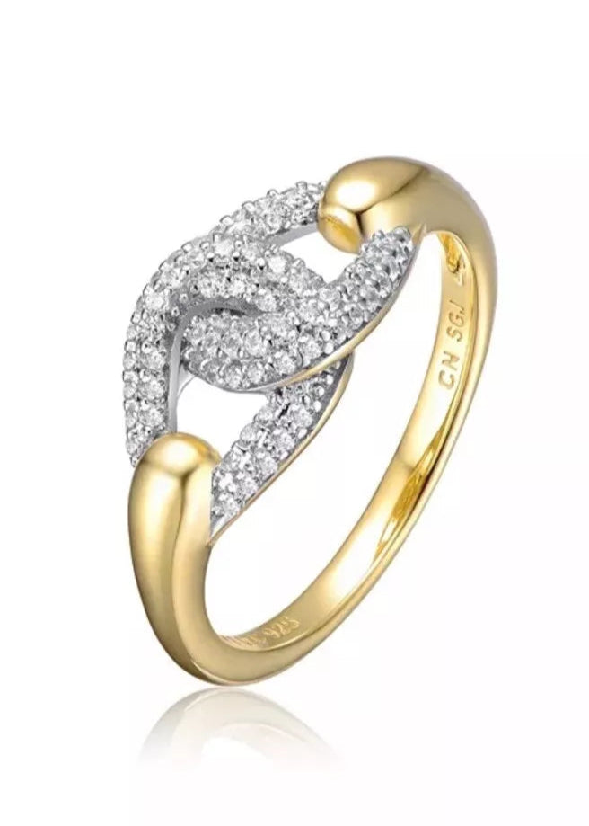 Julia Capri Sterling Silver Ring 14k Yellow Gold Plated with Cubic Zirconia