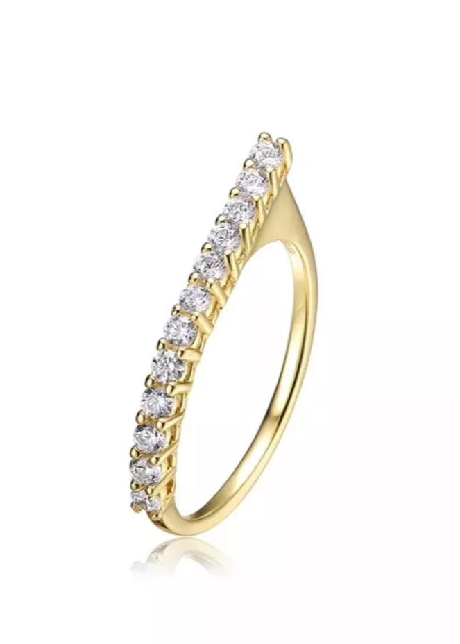 Julia Capri Sterling Silver Ring, 14k Yellow Gold Plated with Cubic Zirconia