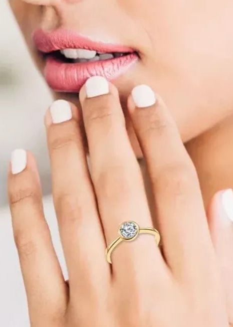 Julia Capri 14k Gold Plated with Cubic ZIrconia Modern Bezel Ring