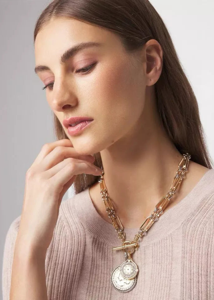 Julia Capri Coin pendant Necklace 18K Gold Plated