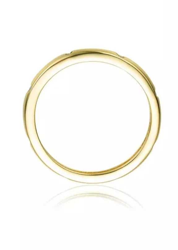 Sophisticated 14K Gold Plated Clear Cubic Zirconia Band Ring