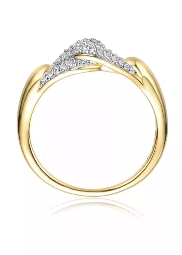 Julia Capri Sterling Silver Ring 14k Yellow Gold Plated with Cubic Zirconia