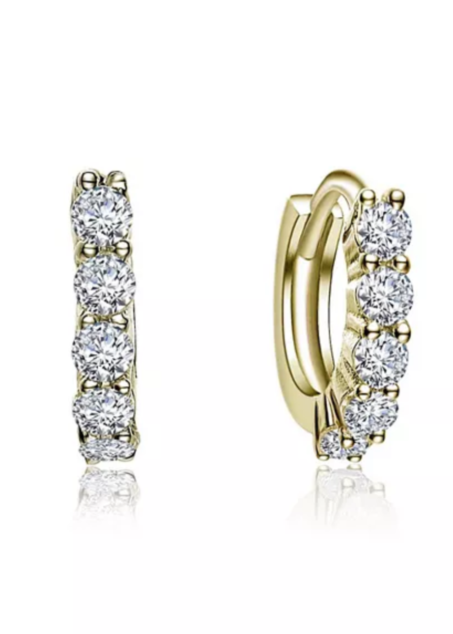 Julia Capri Elegant Extra Mini Huggie Hoop Earrings with White Gold-Plated Cubic Zirconia