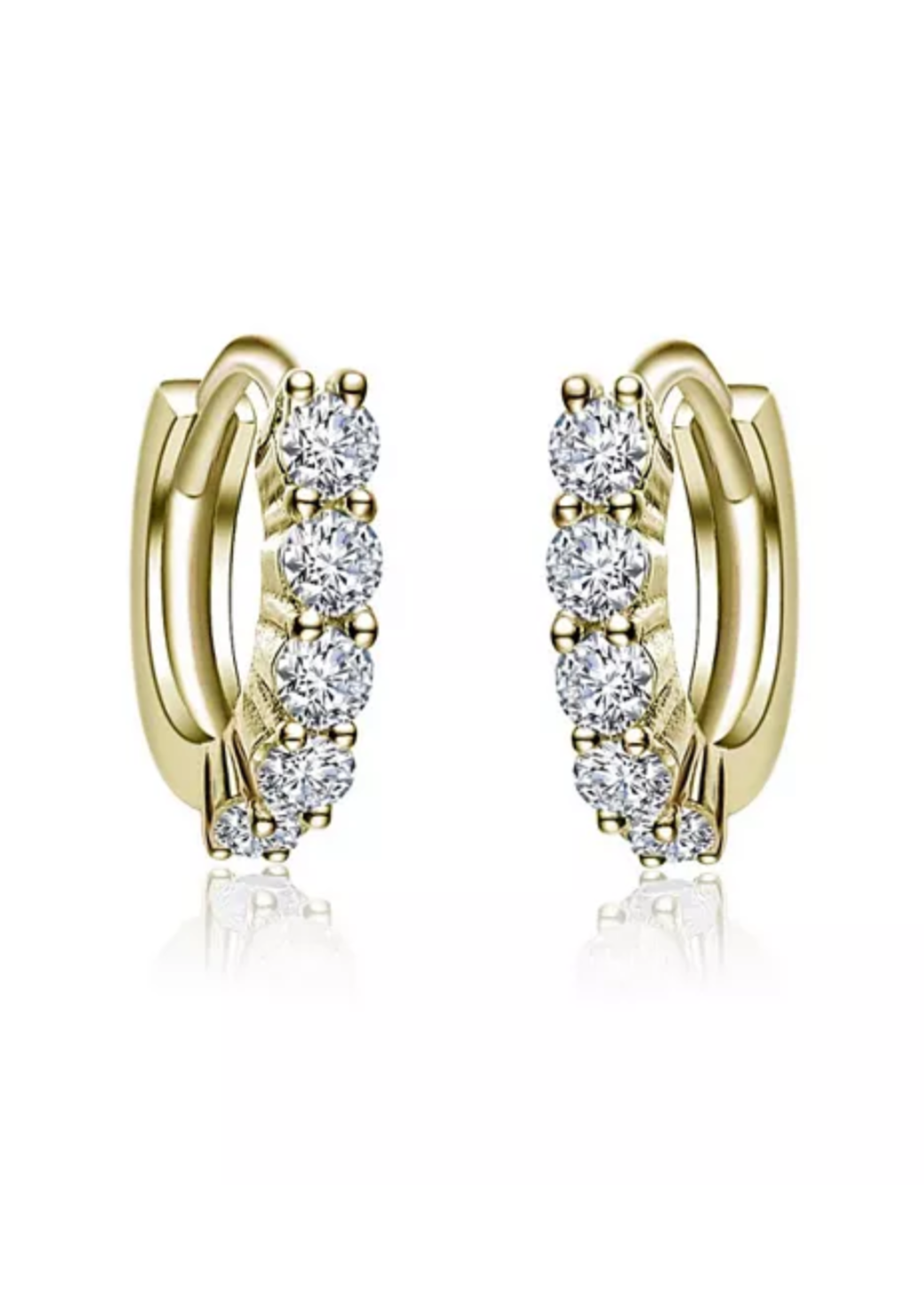 Julia Capri Elegant Extra Mini Huggie Hoop Earrings with White Gold-Plated Cubic Zirconia