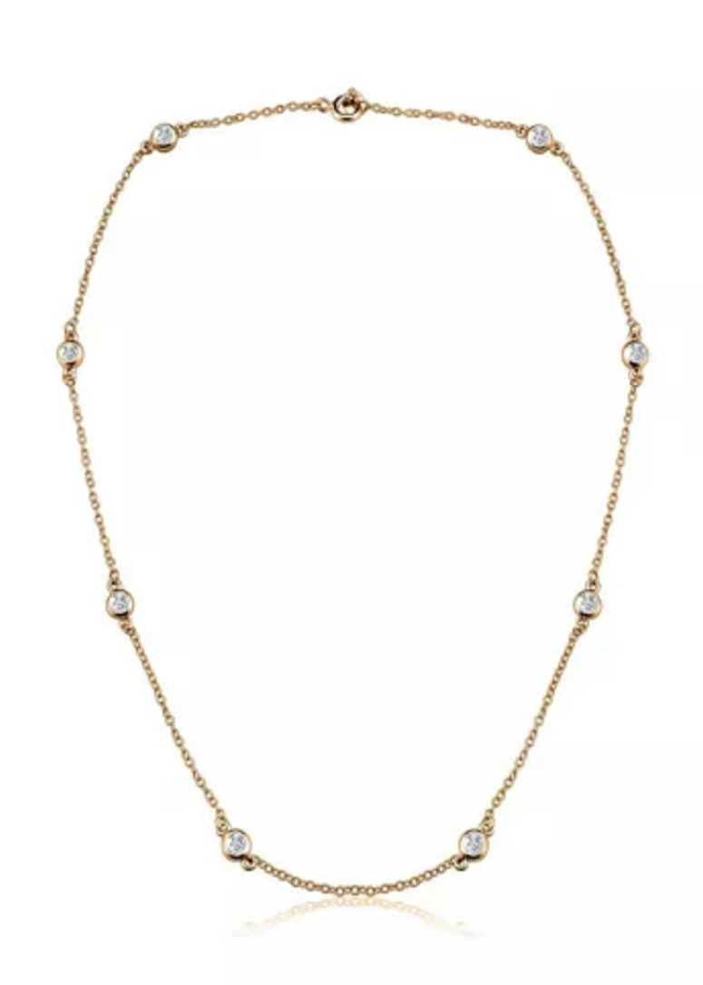 Julia Capri Sterling Silver 18K Gold Plated Clear Cubic Zirconia Accent Necklace