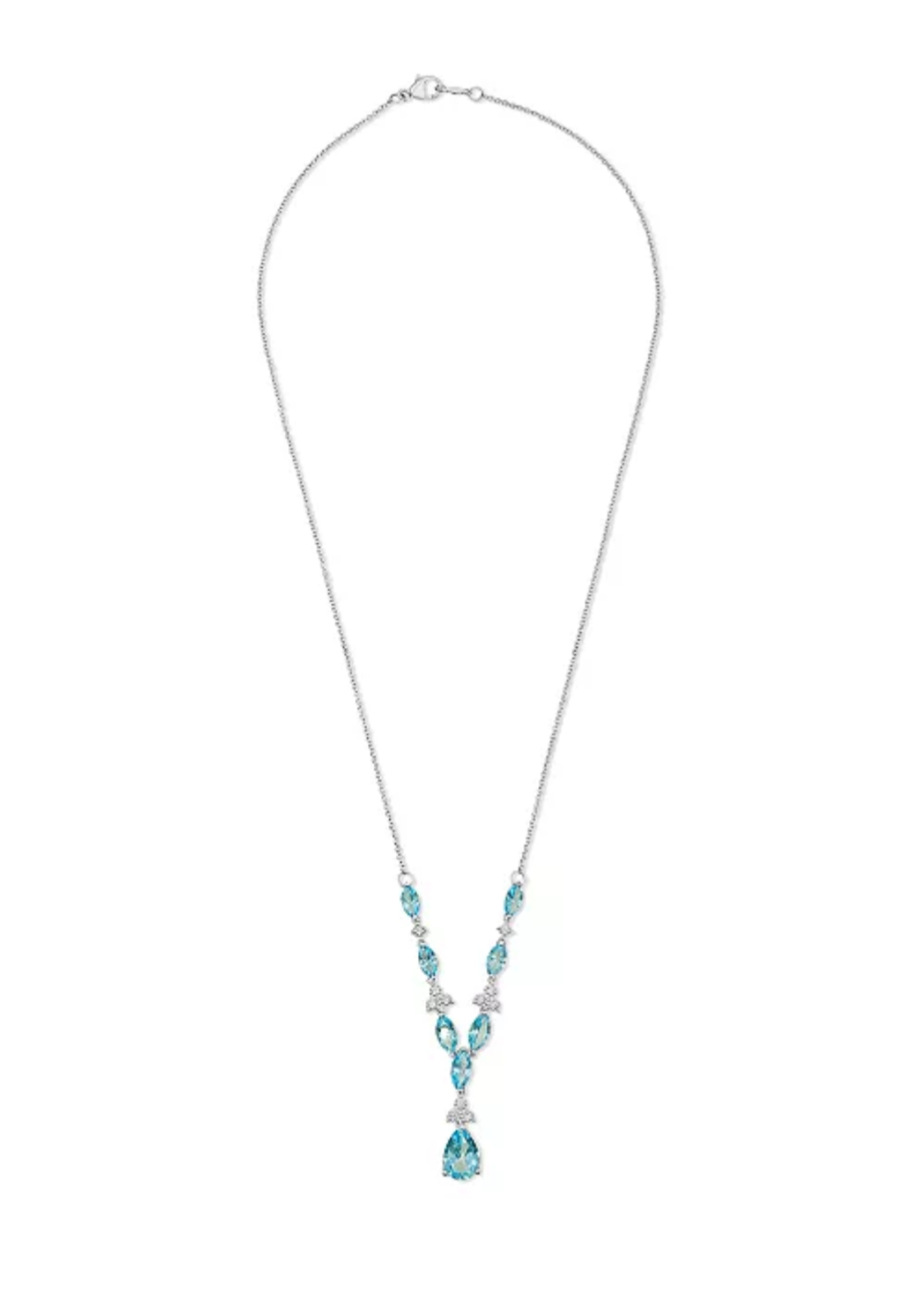 Julia Capri Blue Topaz (8 ct. t.w.) & Diamond (1/10 ct. t.w.) 17" Lariat Necklace in Sterling Silver